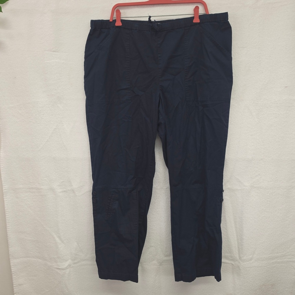18/20 Avenue Stretch Navy Blue Cargo Pants‎ Elastic Waist Drawstring Utility